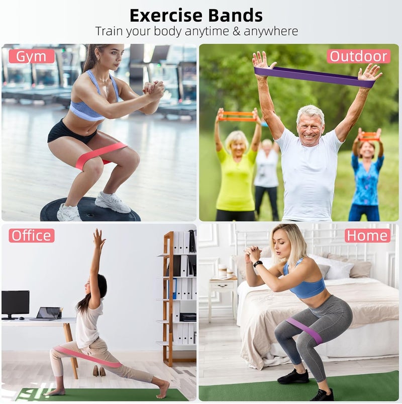 RenoJ Resistance Bands for Working Out, 5-Pack Elastic Exercise Bands for Strength Training, Stretching, Workout; Home Gym Equipment for Women Men, Pilates Yoga Physical Therapy, Leg Glute Arm Exercise Kit - Image 3